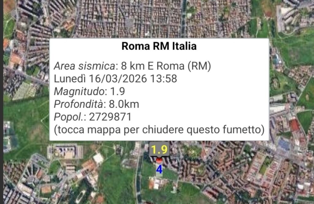 Terremoto di magnitudo 1.9 a Roma: scossa avvertita in diversi quartieri 1