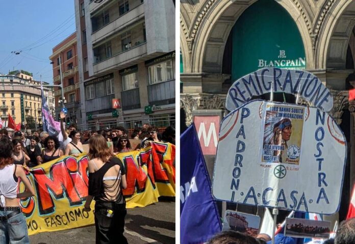 A Milano cortei contro i Patrioti. Lega in piazza: “Vogliamo Salvini al ministero dell’Interno”