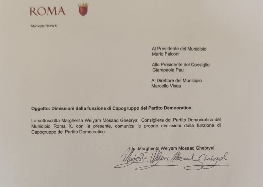 Margherita Welyam si dimette da capogruppo Pd del X Municipio con una lettera e un tocco d'ironia 1