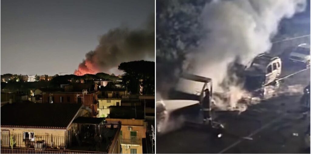 Camper in fiamme nella notte al Trullo: esplosioni e paura tra i residenti 1