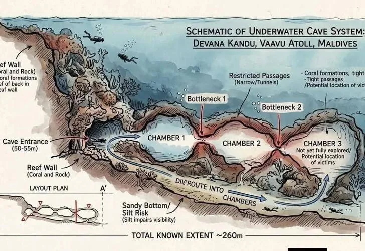 Maldive, tragedia sub: recuperati i primi due corpi degli italiani nella grotta 2 Maldive, tragedia sub: recuperati i primi due corpi degli italiani nella grotta 2