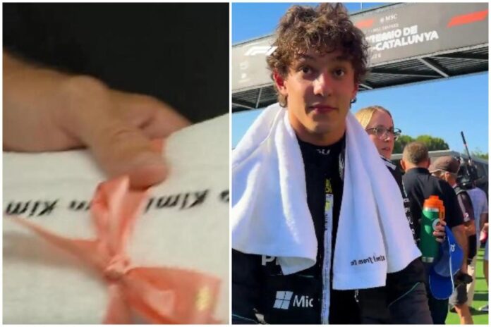 Formula 1, regalo speciale per Antonelli: un asciugamano firmato… Kim Kardashian