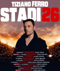 Scaletta concerto Tiziano Ferro Roma 2026: canzoni, orari e biglietti dei live del 27 e 28 giugno 1