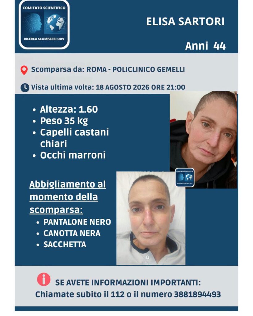 Scomparsa nel nulla dal policlinico Gemelli di Roma: l'appello per ritrovare Elisa Sartori 1