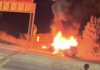 Intervento dei Vigili del Fuoco in via del Caravaggio per un'auto in fiamme a Parco Leonardo, avvolta dal fuoco nelle prime ore del mattino