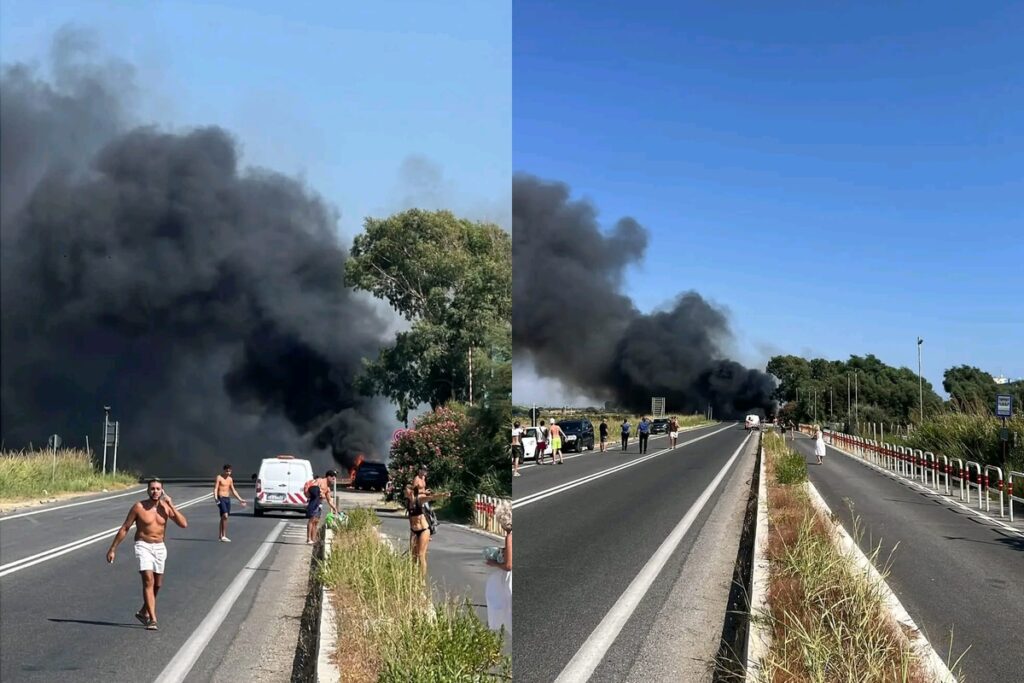 Nove automobili coinvolte in un incendio a Santa Marinella, il rogo partito dalle sterpaglie 1