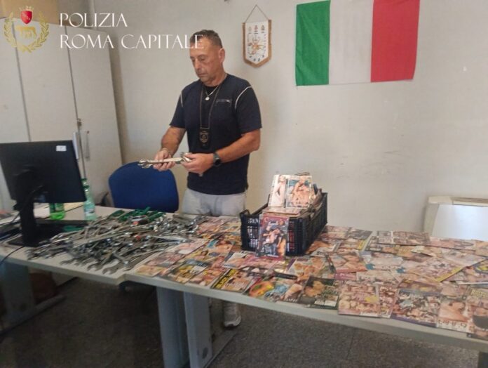 Abusivismo commerciale: dalle chiavi inglesi ai video porno, sequestri e sanzioni della Polizia Locale nei nodi della mobilità di Roma