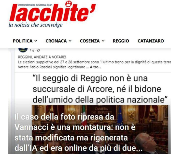 Siracusano-Vannacci, il blog Iacchite’ chiarisce: “La foto non è stata realizzata da noi, ma dall’IA”