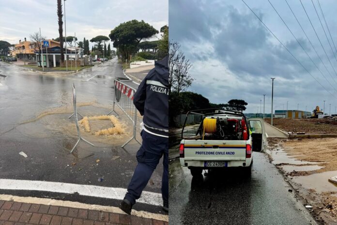 Il maltempo ad Anzio ha tenuto impegnati i volontari e la Polizia Locale in diversi punti del territorio